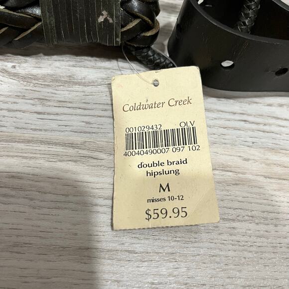 New! Coldwater Creek Leather Double Braided Hipslung Boho Y2K Womens Medium - Picture 3 of 6